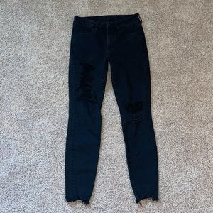 American Eagle Black Ripped Low-rise Skinny Jeans